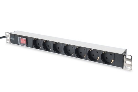 Digitus Listwa zasilająca PDU 19" RACK 7xSchuko, 2m 1xSchuko, 16A, wł./wył., aluminiowa Digitus Listwa zasilająca PDU 19" RACK 7xSchuko, 2m 1xSchuko, 16A, wł./wył., aluminiowa