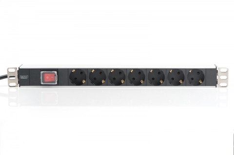 Digitus Listwa zasilająca PDU 19" RACK 7xSchuko, 2m 1xSchuko, 16A, wł./wył., aluminiowa Digitus Listwa zasilająca PDU 19" RACK 7xSchuko, 2m 1xSchuko, 16A, wł./wył., aluminiowa