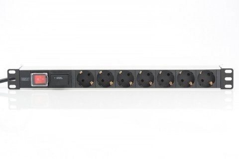 Digitus Listwa zasilająca PDU 19" RACK 7xSchuko, 2m 1xSchuko, 16A, wł./wył., zab.przepięciowe, aluminiowa Digitus Listwa zasilająca PDU 19" RACK 7xSchuko, 2m 1xSchuko, 16A, wł./wył., zab.przepięciowe, aluminiowa