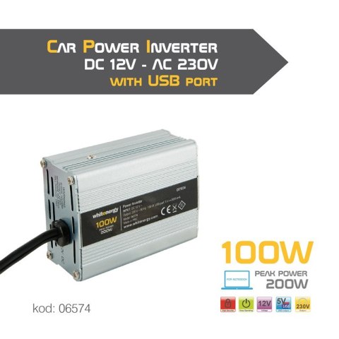 Whitenergy Przetwornica AC/DC 100W 12V/230V z USB 06574 Whitenergy Przetwornica AC/DC 100W 12V/230V z USB 06574