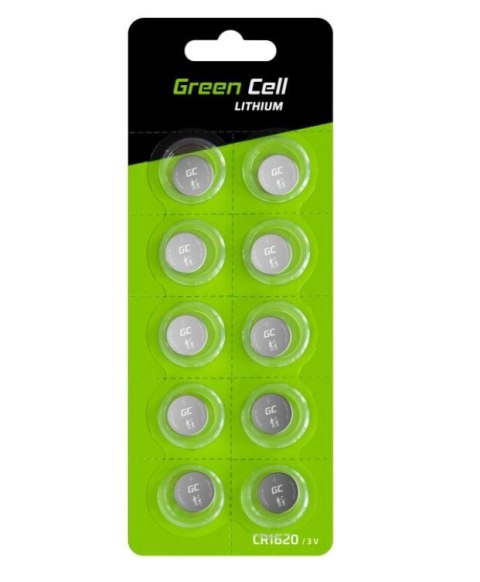 Green Cell Bateria Guzikowa Litowa 10x CR1620 3V 70mAh Green Cell Bateria Guzikowa Litowa 10x CR1620 3V 70mAh