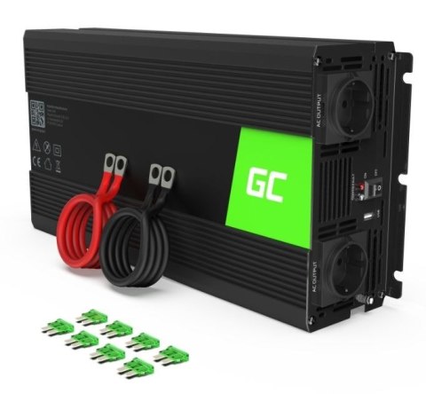 Green Cell Przetwornica 12V/230V 1500W/3000W Czysty sinus Green Cell Przetwornica 12V/230V 1500W/3000W Czysty sinus