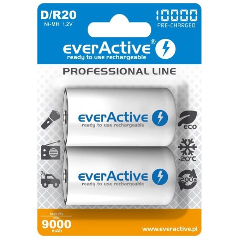 EverActive Akumulatorki R20/D NI-MH 10000 mAh 2 szt. ready to use EverActive Akumulatorki R20/D NI-MH 10000 mAh 2 szt. ready to use