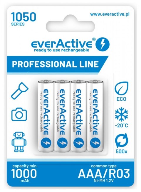 EverActive Akumulatory paluszki R03/AAA 1000 mAH blister 4 szt. EverActive Akumulatory paluszki R03/AAA 1000 mAH blister 4 szt.