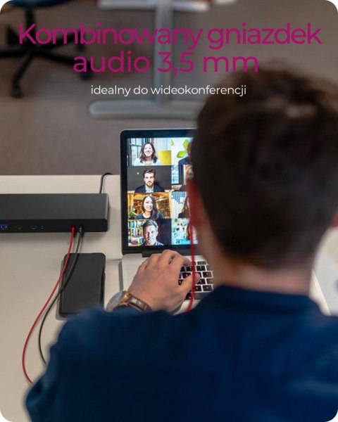 IcyBox Stacja dokująca IB-DK2245AC 13w1, 2xDP,2xHDI,USB, LAN, USB-C, PD do 60W