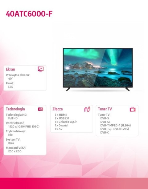 Allview Telewizor LED 40 cali 40ATC6000-F Allview Telewizor LED 40 cali 40ATC6000-F