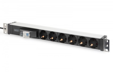 Digitus Listwa zasilająca PDU 19" Rack, 6x gniazdo schuko, 2.0m, 1x wtyk unischuko, 16A, wyłącznik nadprądowy, Profil aluminiowy Digitus Listwa zasilająca PDU 19" Rack, 6x gniazdo schuko, 2.0m, 1x wtyk unischuko, 16A, wyłącznik nadprądowy, Profil aluminiowy