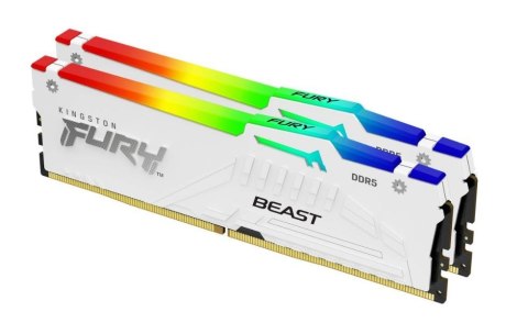 Kingston Pamięć DDR5 Fury Beast RGB 32GB(2*16GB)/5200 CL36 biała Kingston Pamięć DDR5 Fury Beast RGB 32GB(2*16GB)/5200 CL36 biała