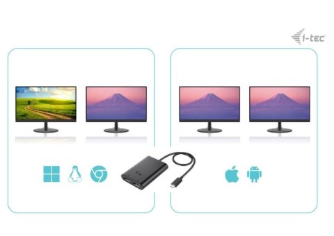 I-tec Stacja dokująca USB-C Dual 4K/60Hz (single 8K/30Hz) DP Video Adapter
