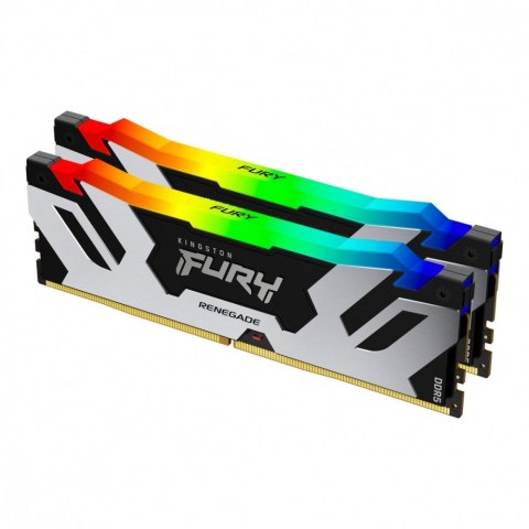 Kingston Pamięć DDR5 Fury Renegade RGB 96GB(2*48GB)/6000 CL32 czarno-srebrna Kingston Pamięć DDR5 Fury Renegade RGB 96GB(2*48GB)/6000 CL32 czarno-srebrna