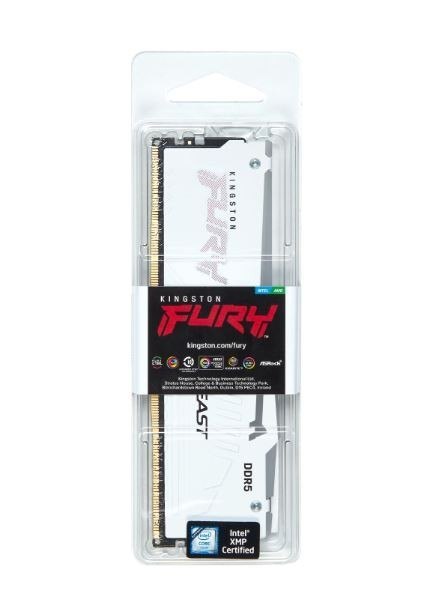 Kingston Pamięć DDR5 Fury Beast RGB 16GB(1*16GB)/6800 CL34 EXPO biała Kingston Pamięć DDR5 Fury Beast RGB 16GB(1*16GB)/6800 CL34 EXPO biała