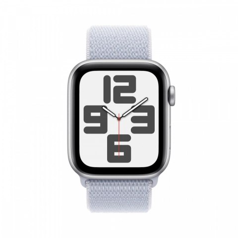 Apple Watch SE GPS, koperta 40 mm z aluminium w kolorze srebrnym z opaską sportową w kolorze błękitnego obłoku Apple Watch SE GPS, koperta 40 mm z aluminium w kolorze srebrnym z opaską sportową w kolorze błękitnego obłoku