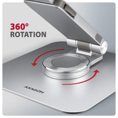 AXAGON Podstawa do laptopów aluminiowa STND-LR 10-17.3 cala regulowane kąty nachylenia, obrót o 360 stopni, Szara