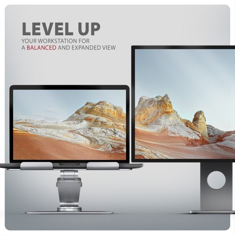AXAGON Podstawa do laptopów aluminiowa STND-LR 10-17.3 cala regulowane kąty nachylenia, obrót o 360 stopni, Szara