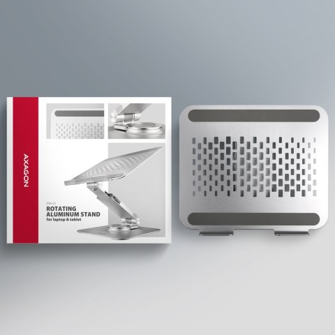 AXAGON Podstawa do laptopów aluminiowa STND-LR 10-17.3 cala regulowane kąty nachylenia, obrót o 360 stopni, Szara