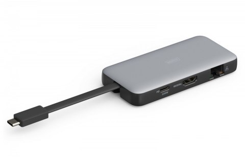 Digitus Stacja dokująca podróżna USB-C 7 portowa, max. 4K/60Hz z HDR, HDMI, USB-A 3.2 Gen1, Gigabit Ethernet, SD/Micro SD, PD 100W