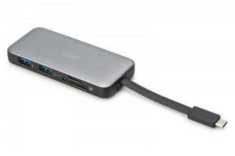 Digitus Stacja dokująca podróżna USB-C 7 portowa, max. 4K/60Hz z HDR, HDMI, USB-A 3.2 Gen1, Gigabit Ethernet, SD/Micro SD, PD 100W
