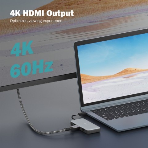 Digitus Stacja dokująca podróżna USB-C 7 portowa, max. 4K/60Hz z HDR, HDMI, USB-A 3.2 Gen1, Gigabit Ethernet, SD/Micro SD, PD 100W
