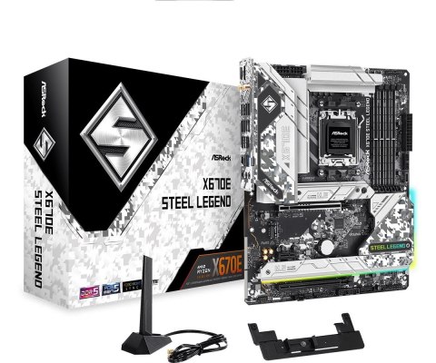 ASRock Płyta główna X670E STEEL LEGEND AM5 4DDR5 HDMI/DP M.2 EATX ASRock Płyta główna X670E STEEL LEGEND AM5 4DDR5 HDMI/DP M.2 EATX